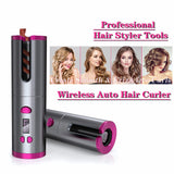 Automatic Hair Curler Curling Iron Wireless Ceramic USB Rechargeable With LED Digital Display